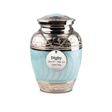 Load image into Gallery viewer, Blue Enamel Metal Urn