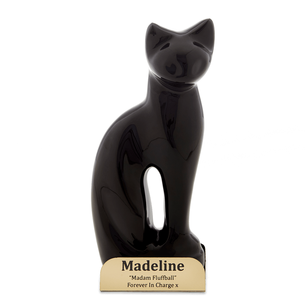 Black Forward Facing Cat Urn