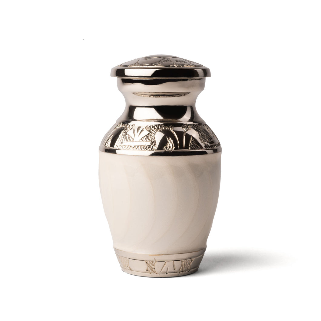 White Enamel Urn - Mini