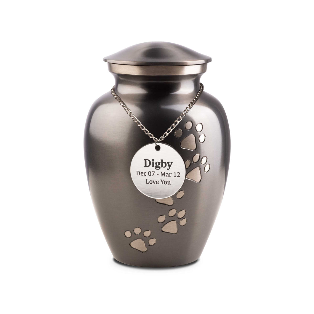 Paw Prints Slate Metal Urn