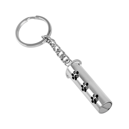 Triple Paw Print Cylinder Key Ring Stainless Steel