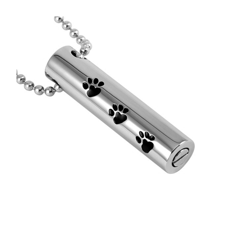 Paw Print Triple Cylinder Pendant Stainless Steel